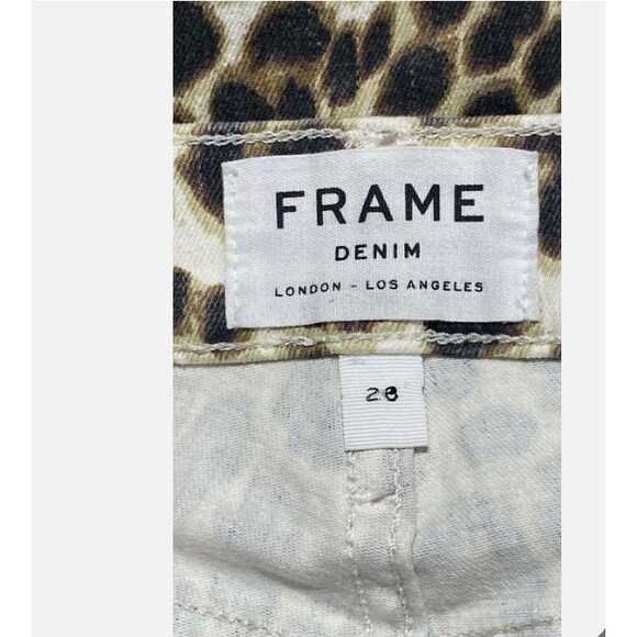 Frame women's  Denim Ali Ultra High Rise Cigarette Skinny Leopard Jeans  Size 28 - Picture 3 of 6